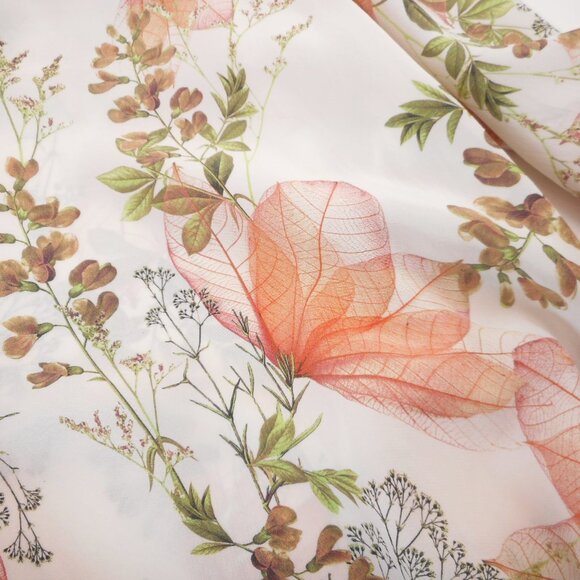 Orvis Women's size M Floral V-neck Blouse 100% Silk White Peach Lightweight - Picture 8 of 11